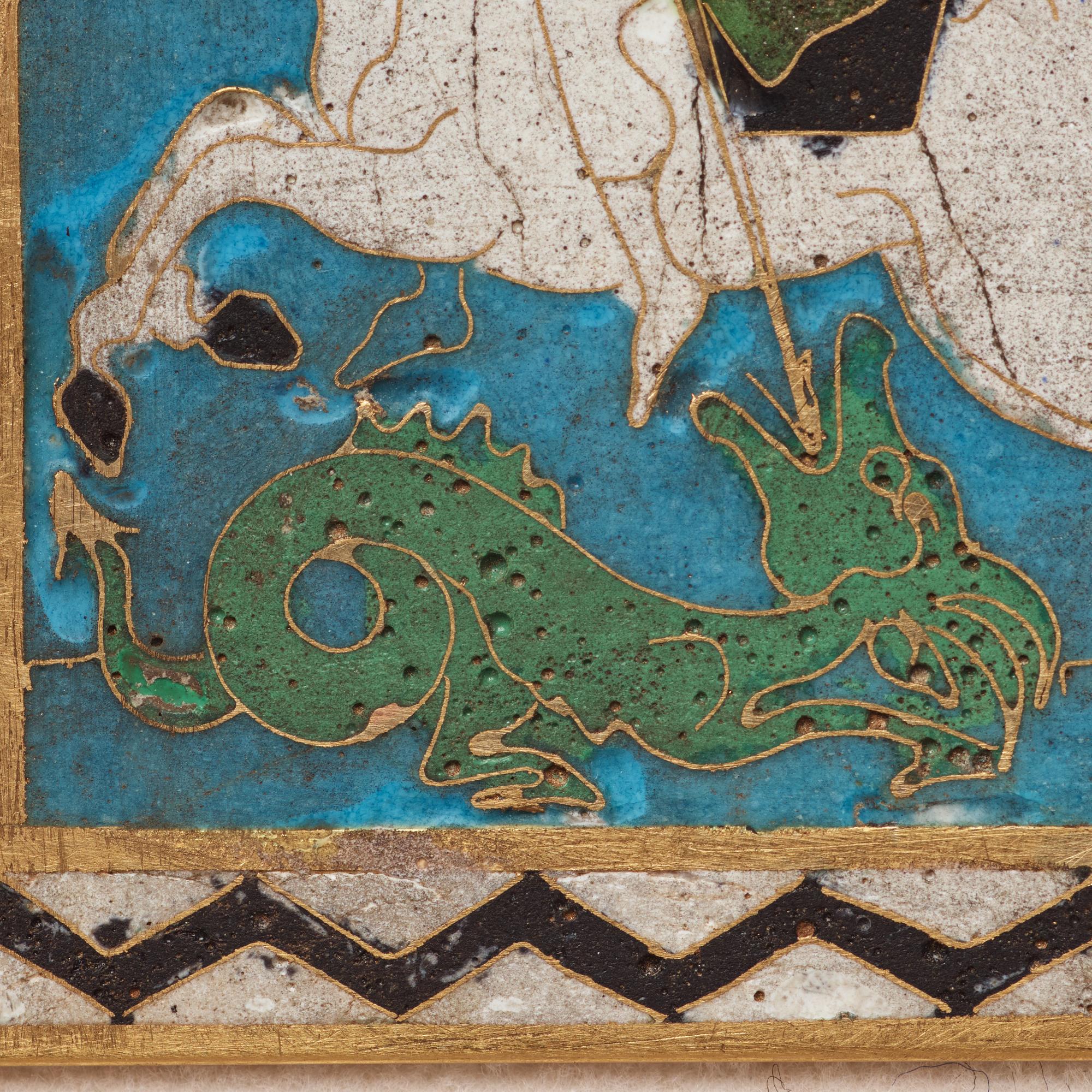 Plaque, guld och cloisonnéemalj, Bysantinsk stil, sentida.