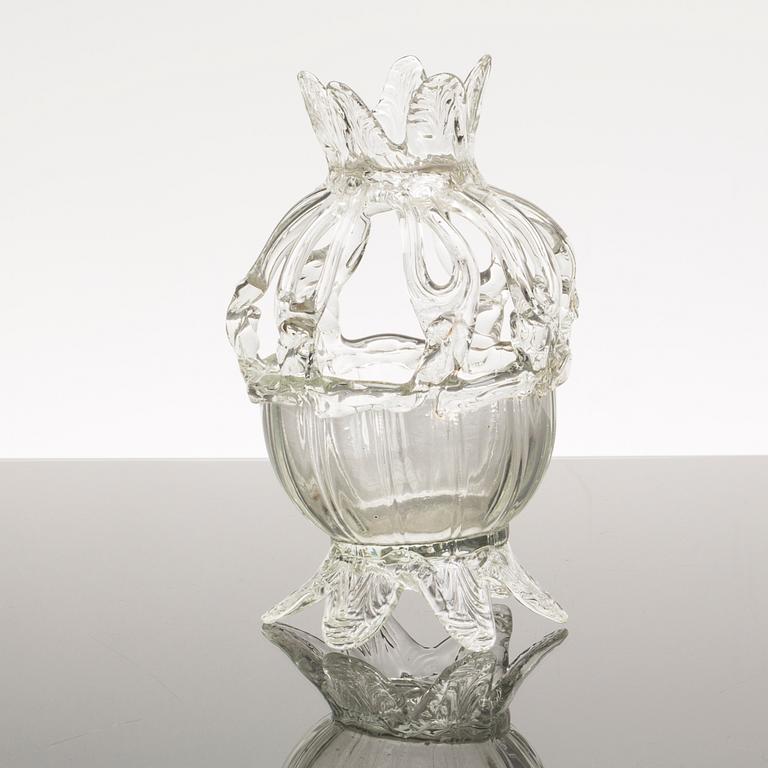 A 19TH CENTURY GLASS BRIDAL CROWN.