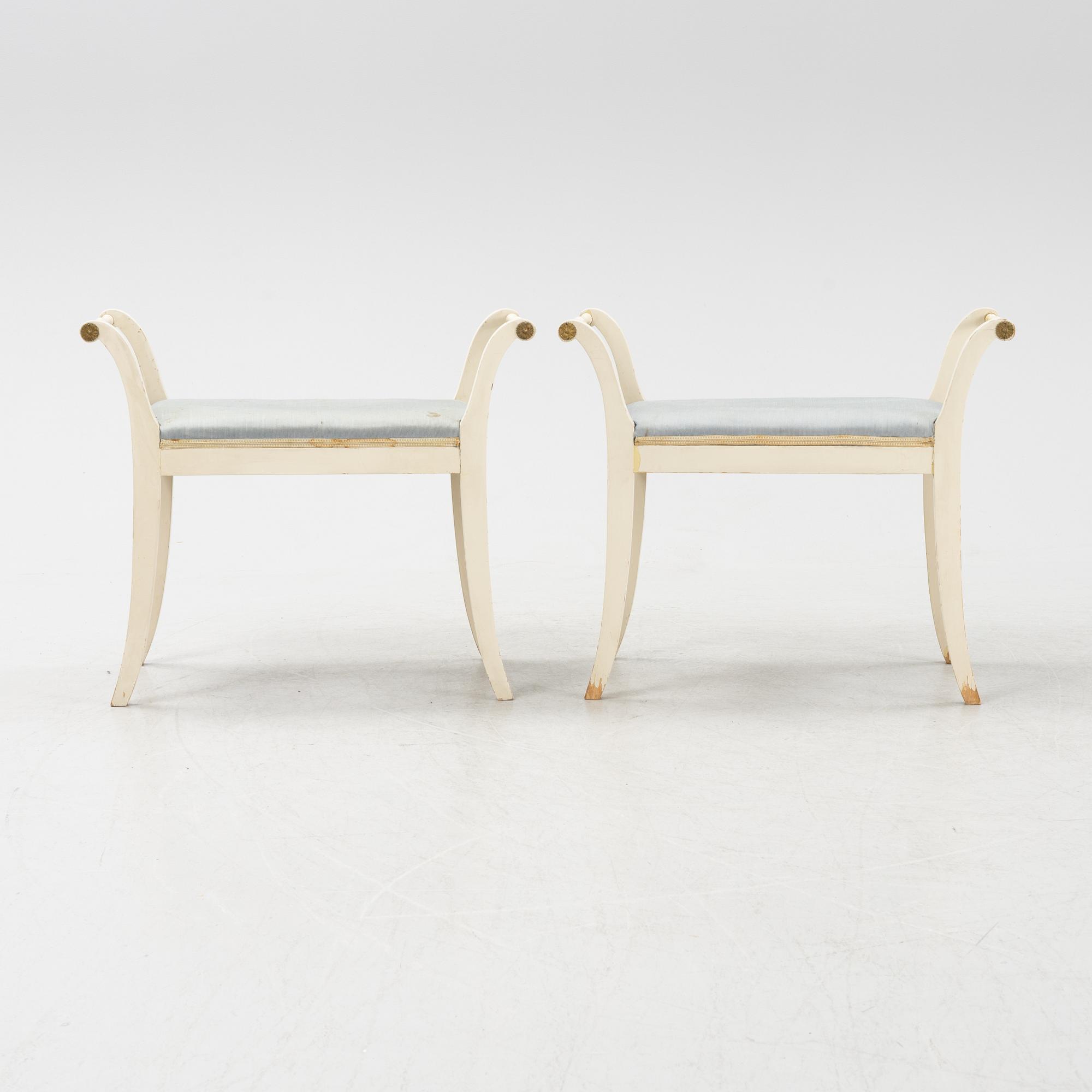 A pair of Empire style stools, 20th Century.