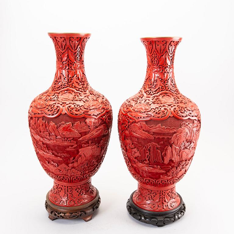 A pair of Chinese composite vases  1960/70s.