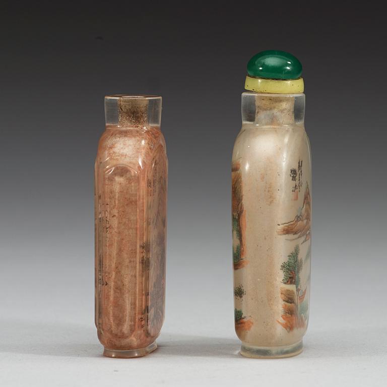 Two inside painted snuff bottles, inscribed Rongjiu, circa 1900.