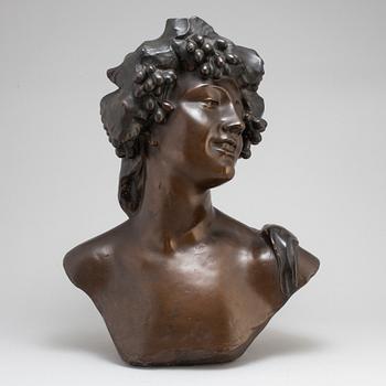 JEF LAMBEAUX, after. Bust, plaster, signed Jef Lambeaux.