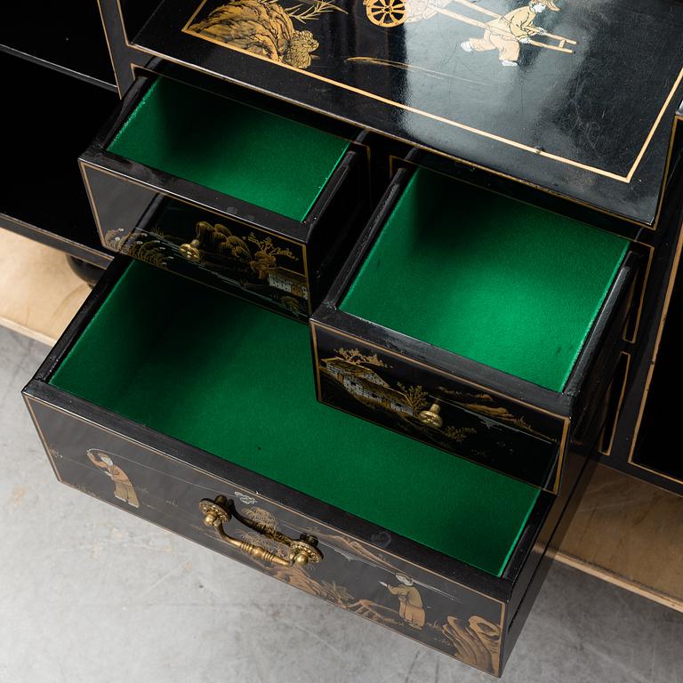 A Chinese lacquered dressing table and stool, 20th century.