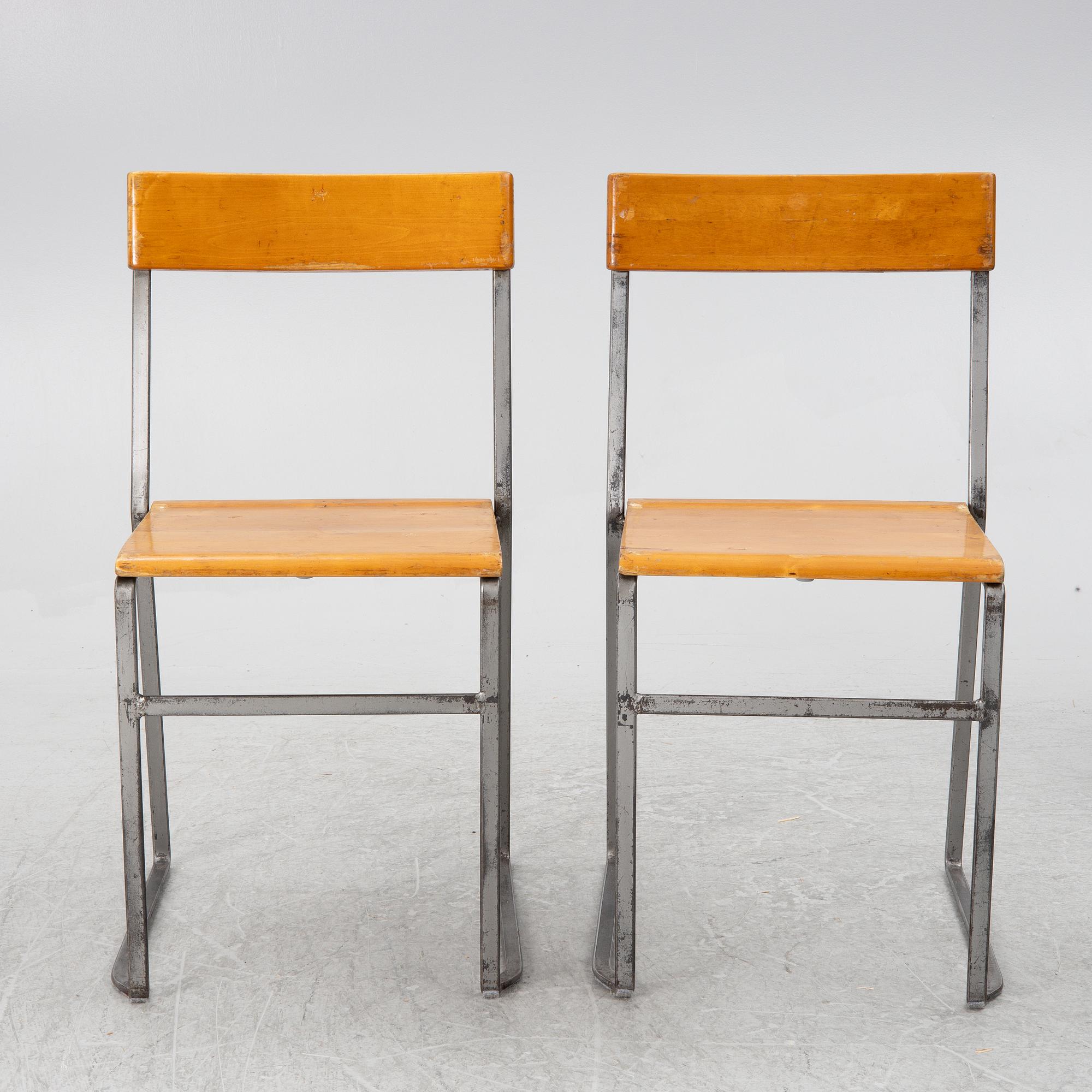 Chairs, 6 pcs, "Chair 10", mid-20th century. Grythyttan's steel furniture. First half of the 20th century.