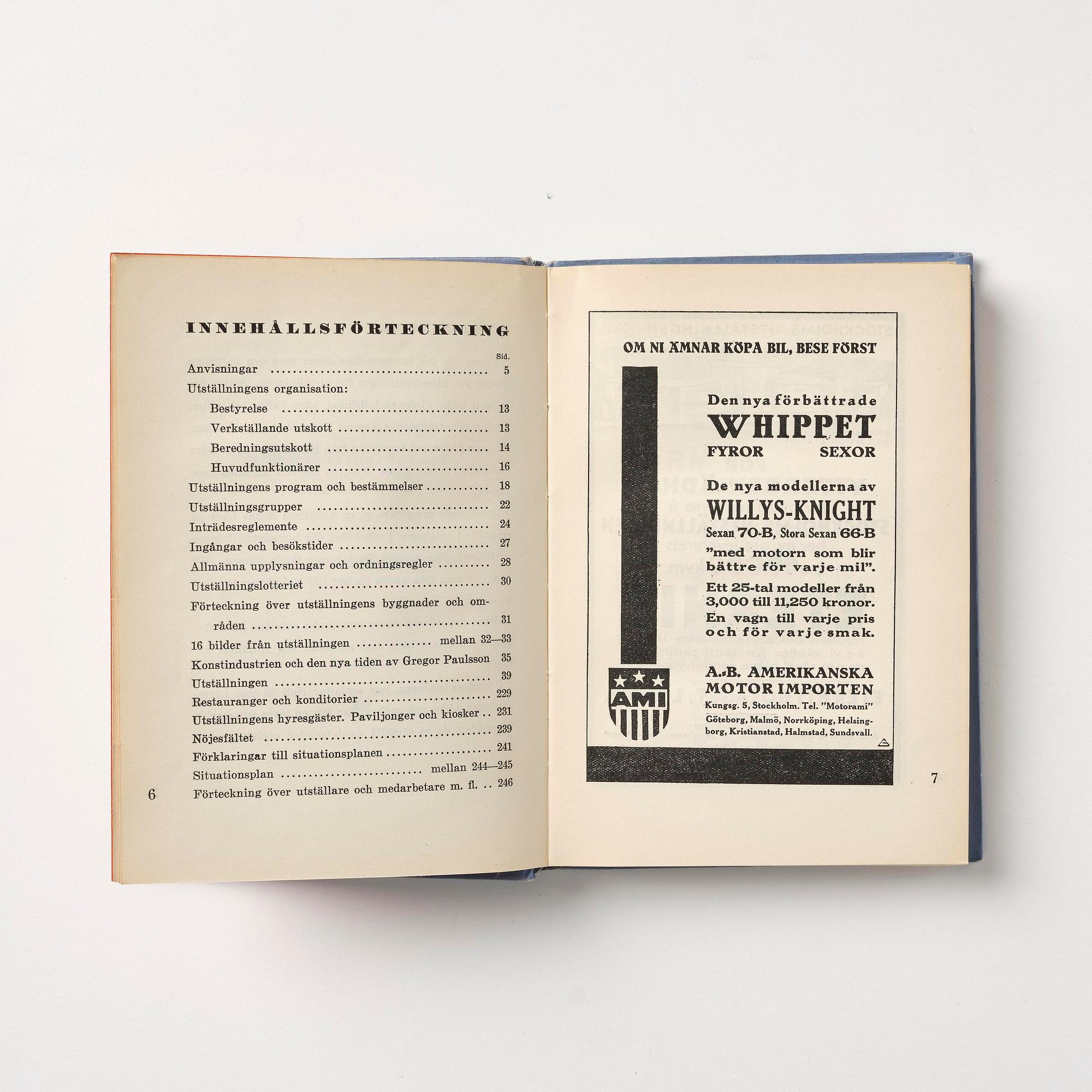 Stockholm Exhibition 1930, catalogue, brochures and souvenirs, six pieces.