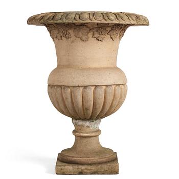 A Swedish Höganäs 1860's stoneware garden urn attributed to Ferdinand Ring.