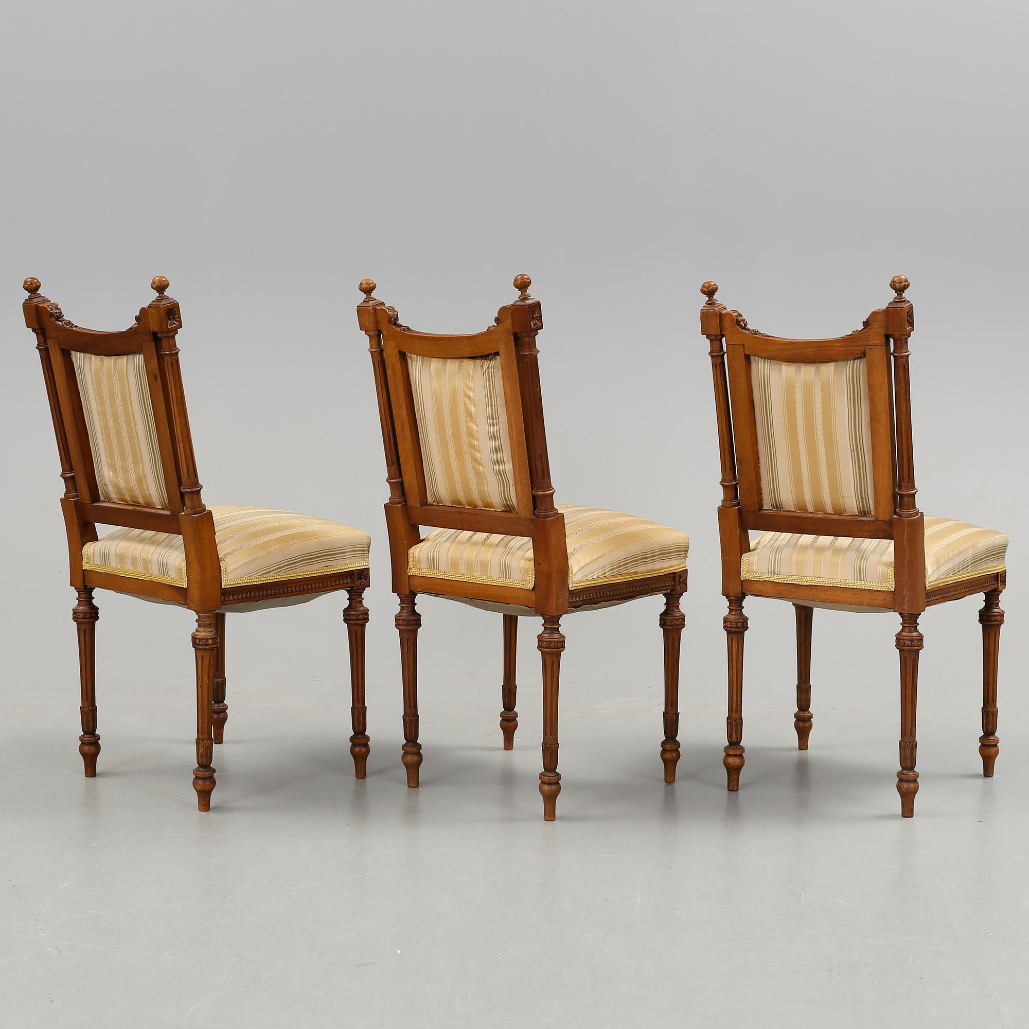 STOLAR, 3 st, Louis XVI-stil, omkring 1900.