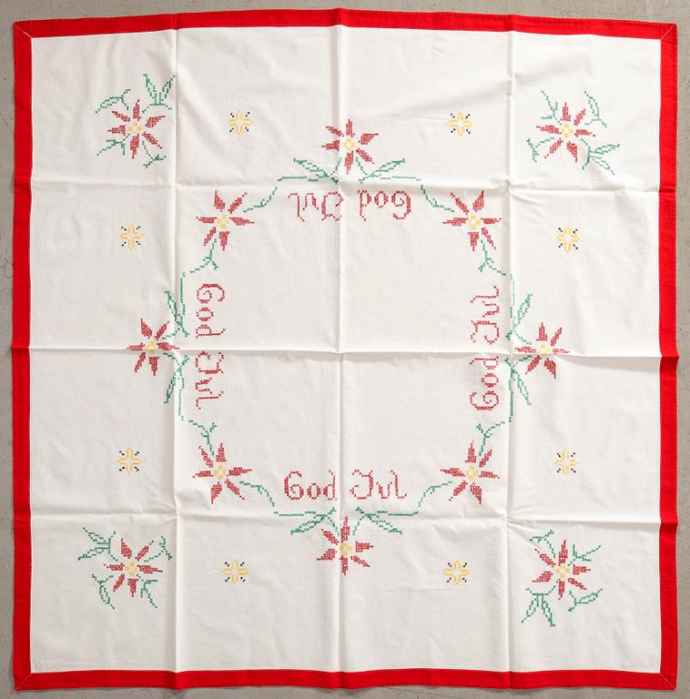 A collection of Christmas tablecloths, 13 pcs in larger sizes, 20th century.