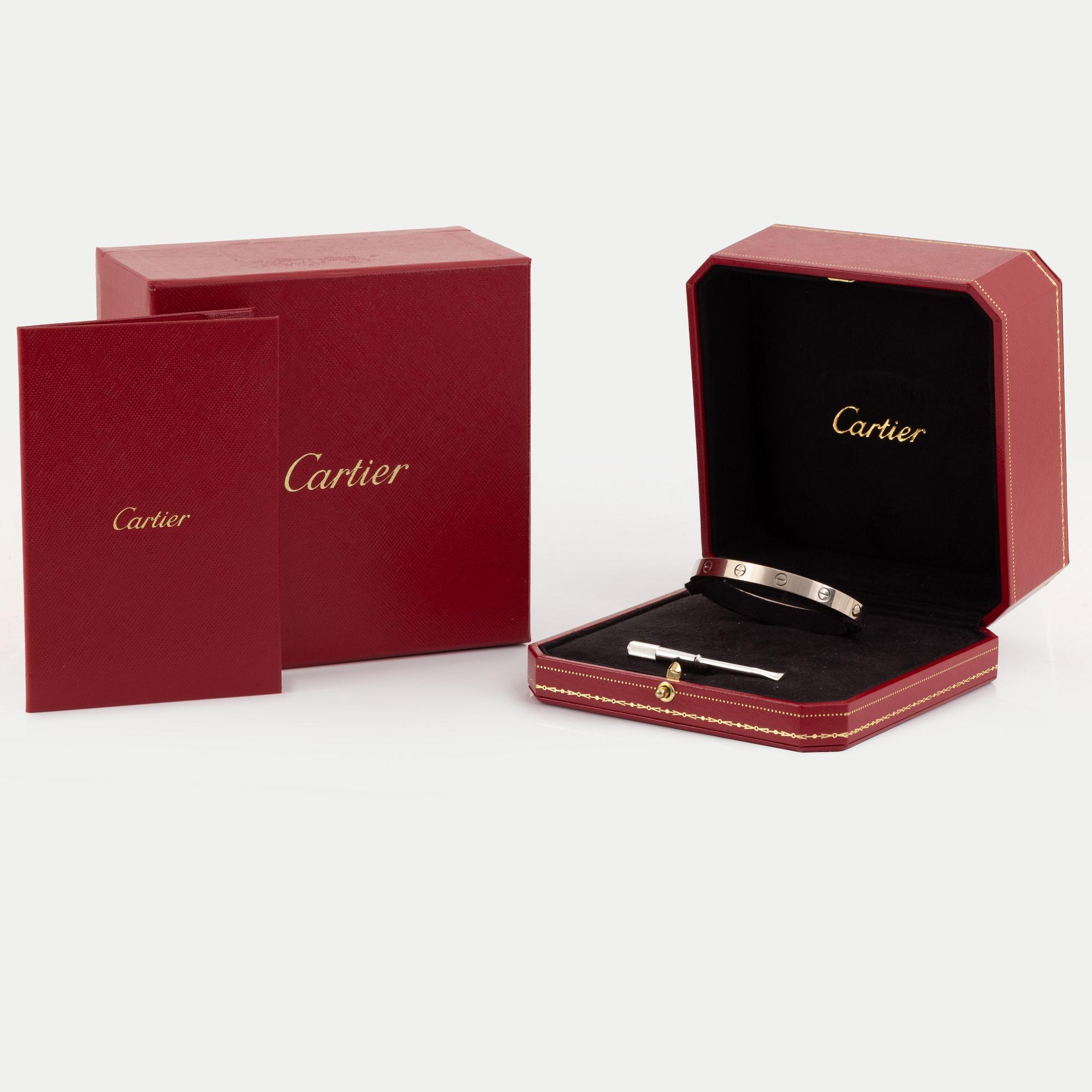 A Cartier "Love" bracelet in 18K white gold.