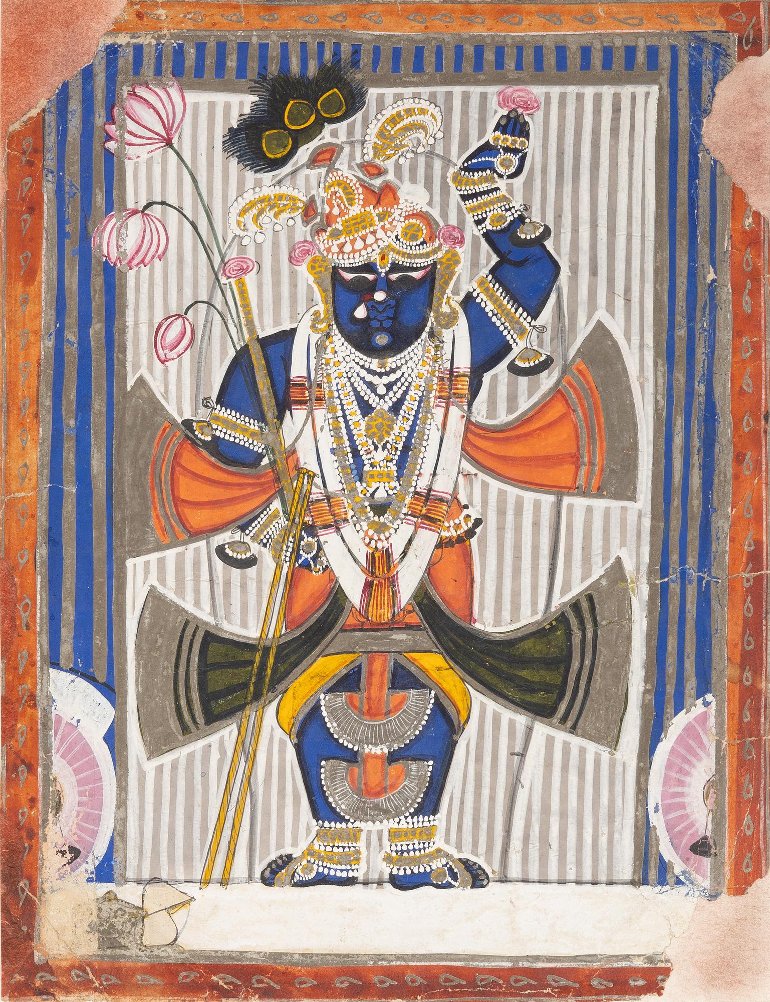 Unidentified artist, Deity with lotus flowers, India, 19th/20th century.