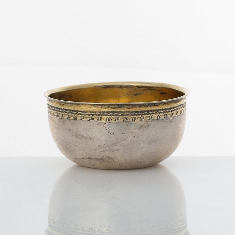 A Swedish 18th century parcel-gilt silver tumbler, mark of Christoffer Bauman, Hudiksvall 1786.