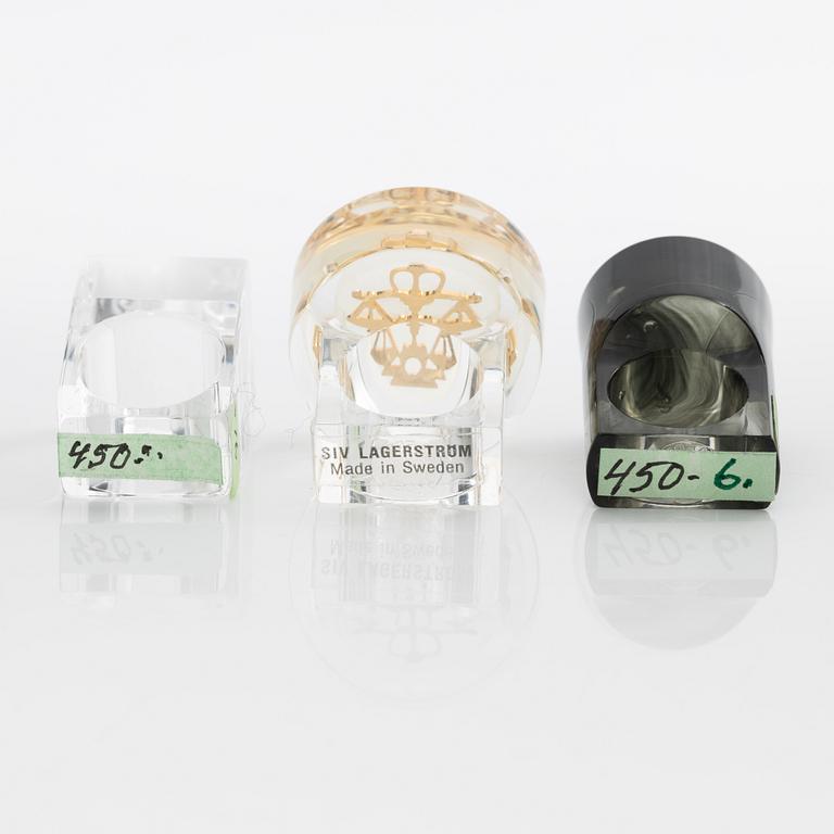 Siv Lagerström, three acrylic rings, 1970s.