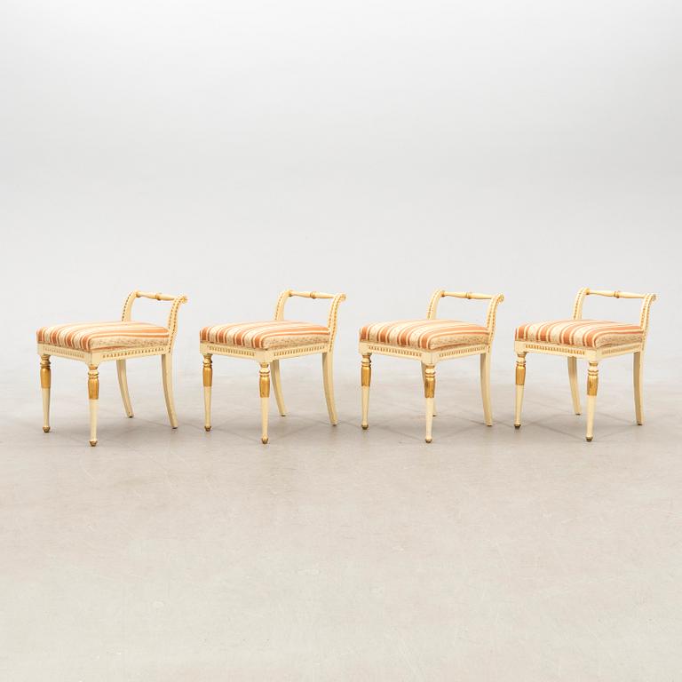 Stools, 4 pcs, Gustavian style, first half of the 20th century.