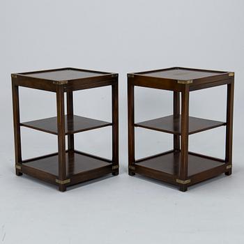 A pair of English walnut side tables, later part of the 20th century.