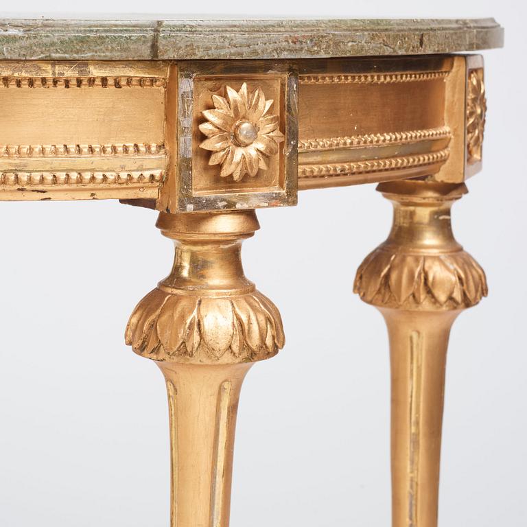 A Gustavian giltwood and marble console table, late 18th century.