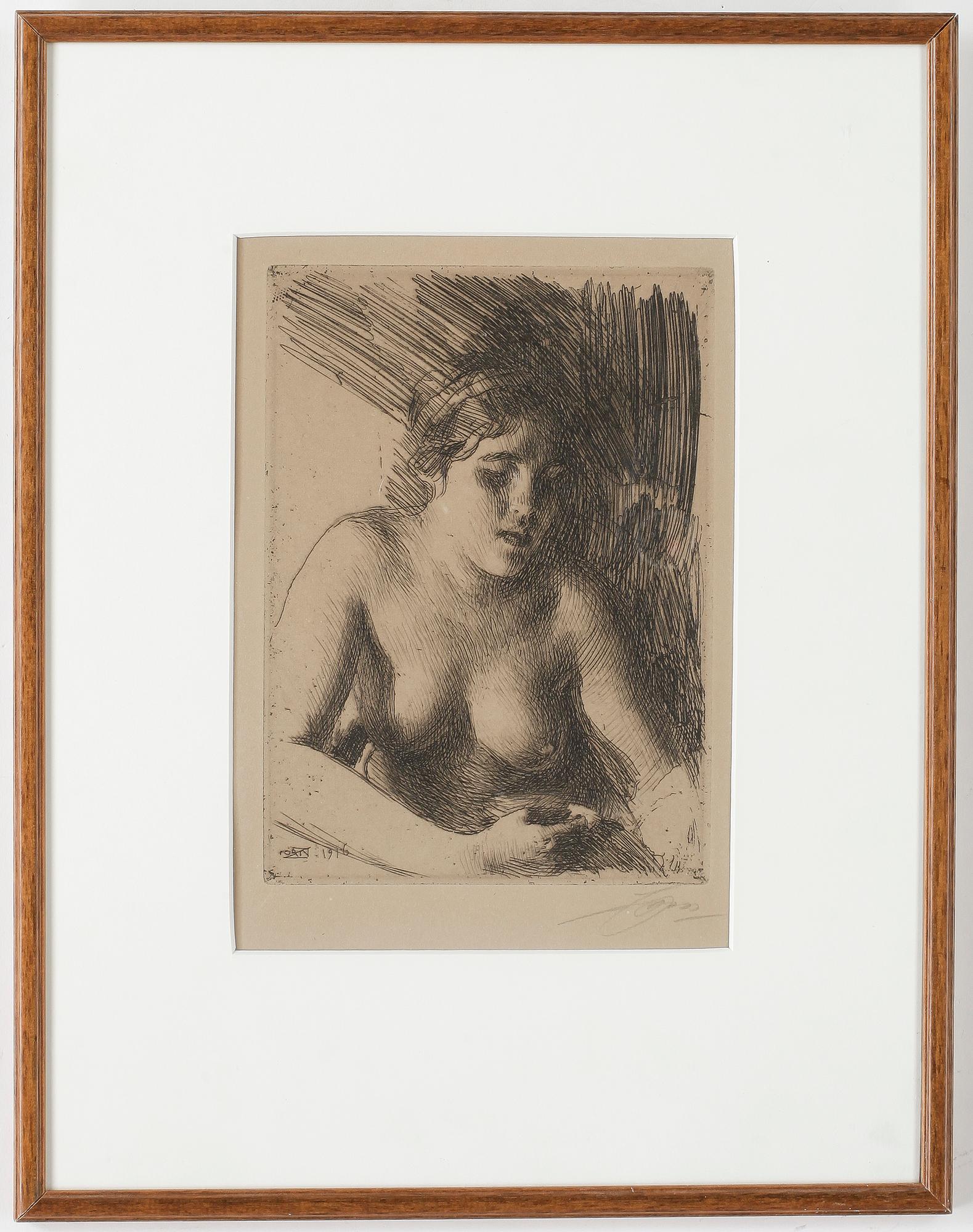 ANDERS ZORN, etsning, signerad i blyerts, signerad och daterad 1916 i plåten.