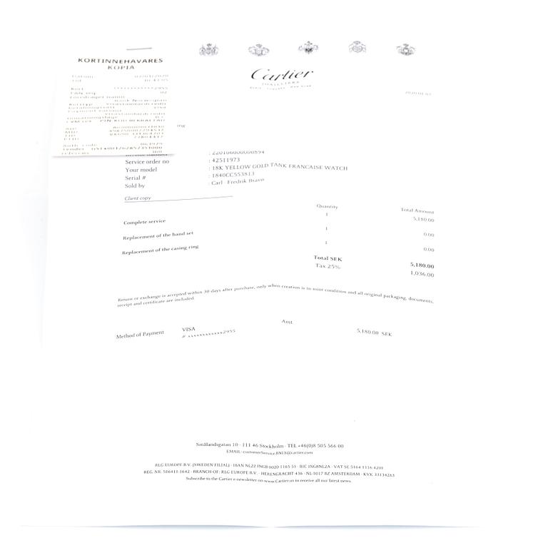 Cartier, Tank Francaise.