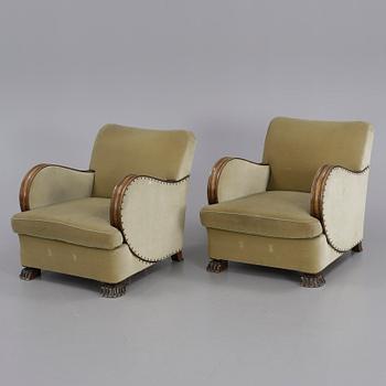 FÅTÖLJER, ett par, art deco, 1900-talets andra kvartal.