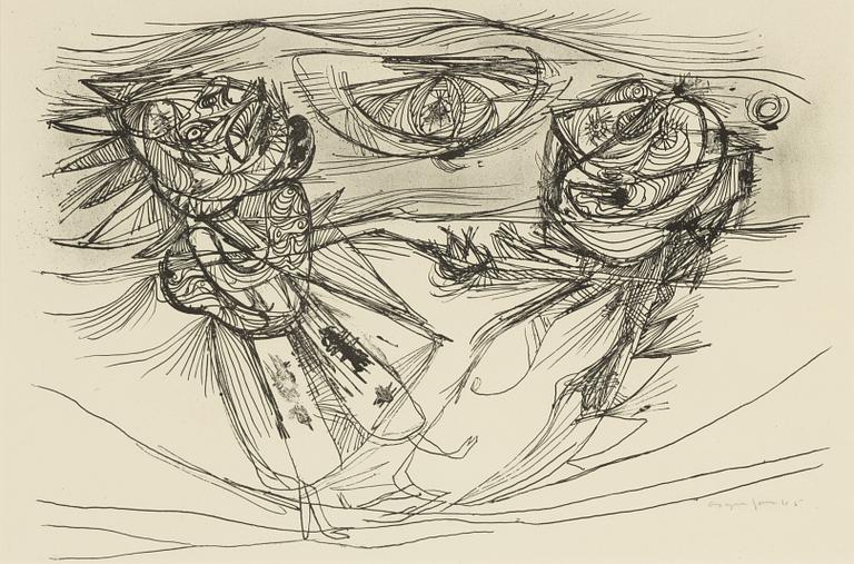 Asger Jorn, litografi, signerad och daterad -45.