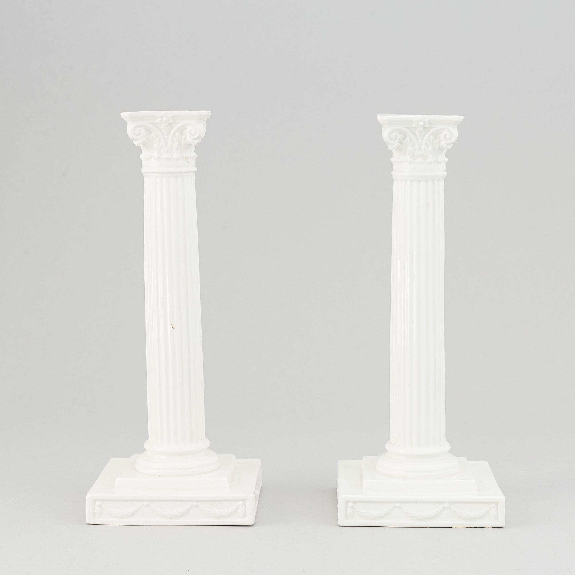 Gustavsberg, ljusstakar ett par, flintgods, 1900-talets början.