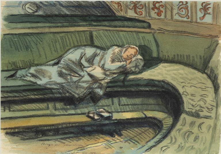 Roland Svensson, blandteknik på papper, signerad och daterad nov 1962.