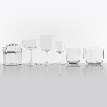 A 26 pieces glass service, "Oktav" by Bertil Vallien for Kosta Boda, Sweden.