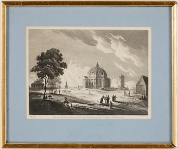 JOHAN FREDRIK MARTIN, efter, 3 st, akvatint, 1800-tal.