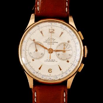 ARMBANDSUR, herr, 18 k guld, Sully, Chronographe, 1900-talets andra hälft.