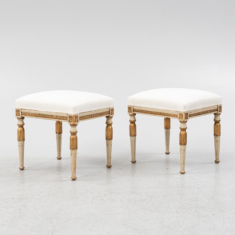 Taburetter, ett par, Gustaviansk stil, 1800-talets andra hälft.