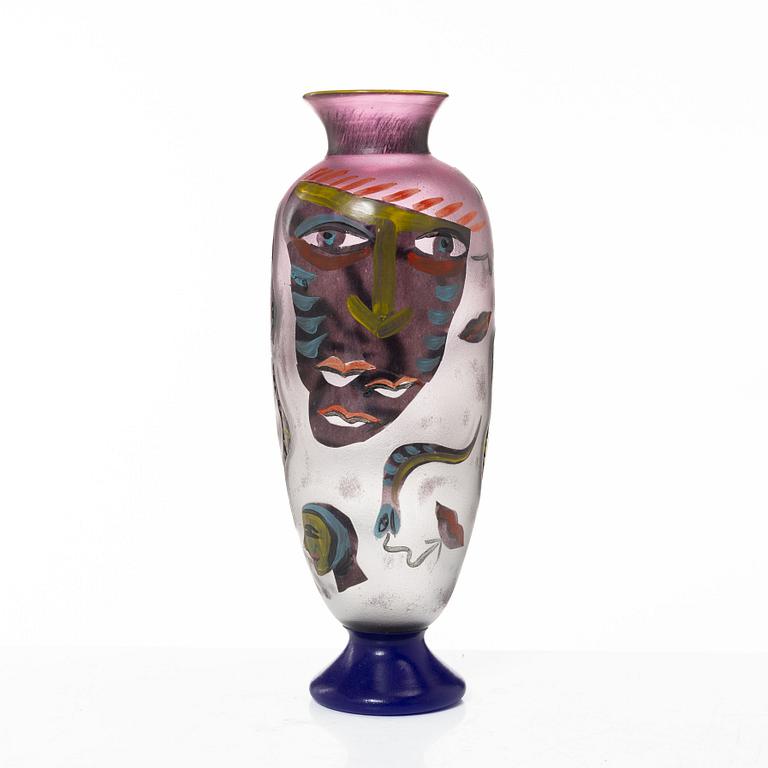 Ulrica Hydman-Vallien, a unique 'jewel glass' vase, Kosta Boda, Sweden.