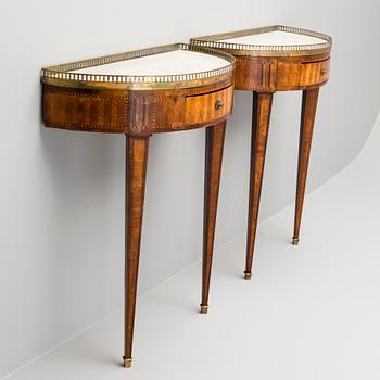 A PAIR OF DEMILUNE WALL TABLES, Central Europe, c. 1800.