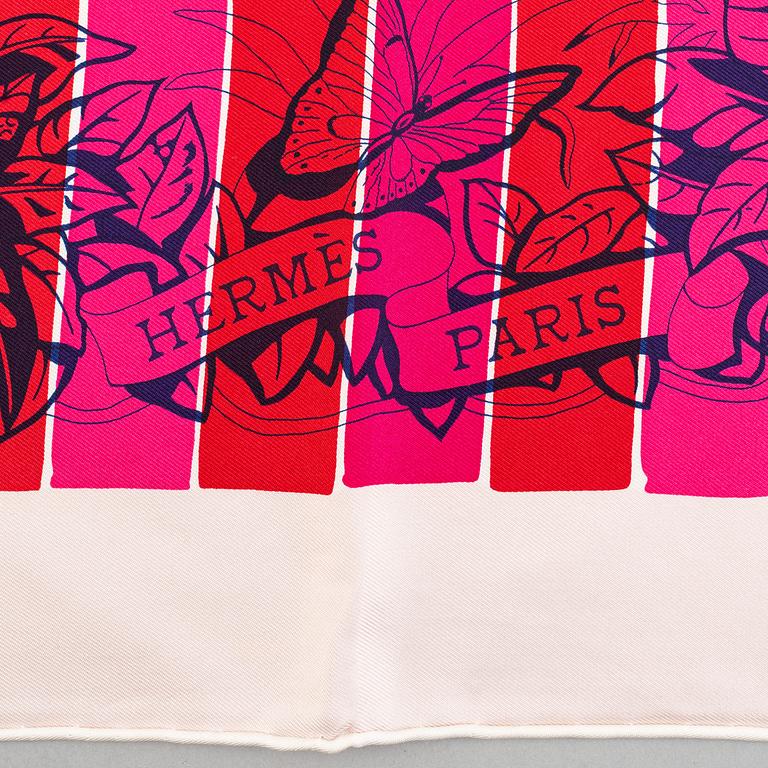 Hermès, Scarf, "Jungle Love Rainbow Red".