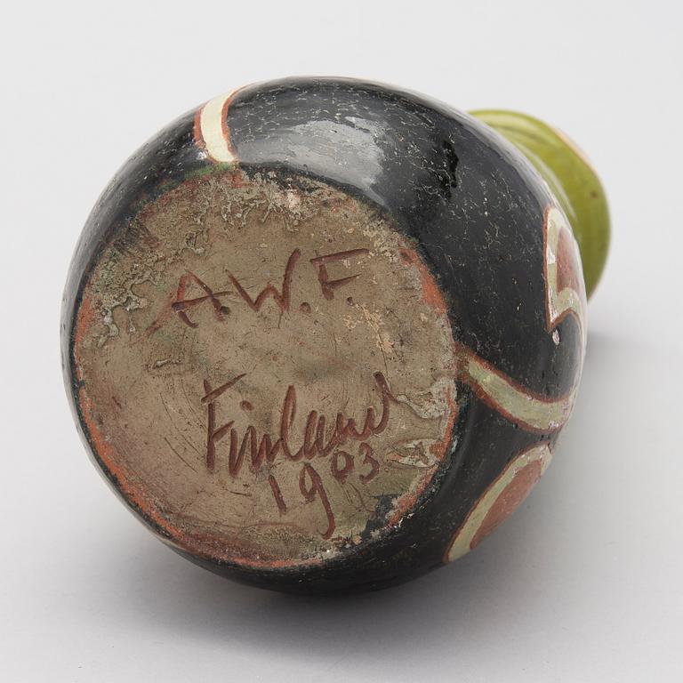 ALFRED WILLIAM FINCH, MALJAKKO, punasavea, massaan signeerattu A.W.F. Finland 1903.