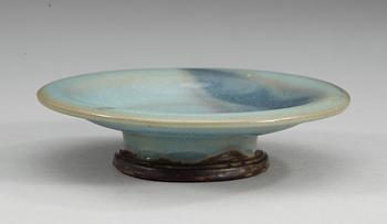 A purple-splashed lavender glazed 'Jun' dish, Song dynasty (960-1279).