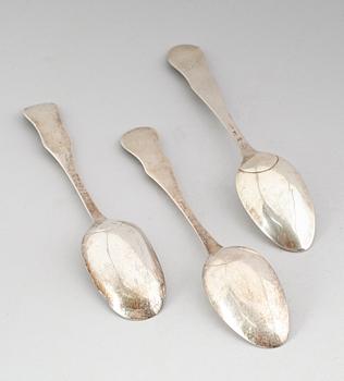 SKEDAR, 3 st, silver, svenska stämplar bla Stockholm 1798. Total vikt 168 g.