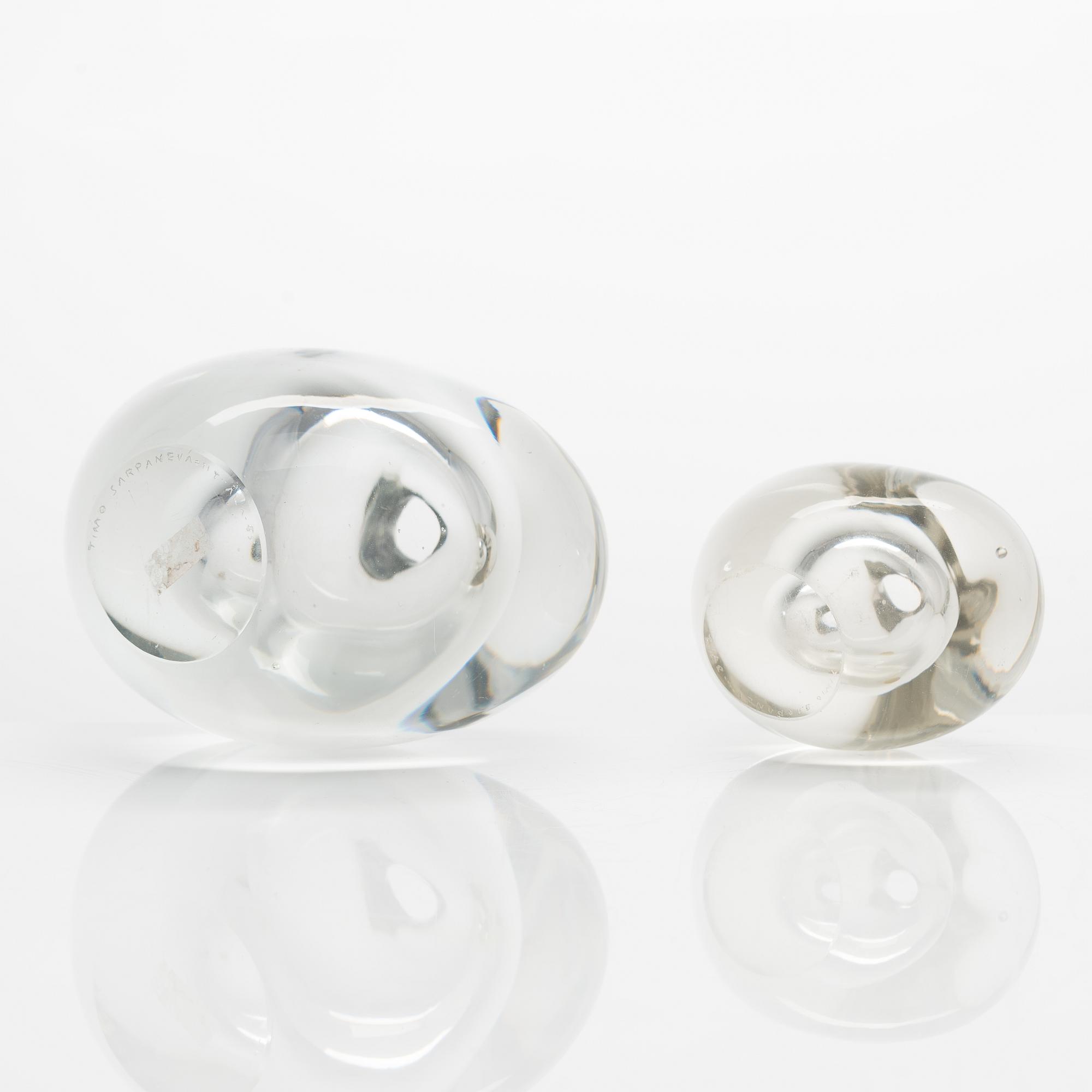 Timo Sarpaneva, Two glass objects "Heart". Iittala.