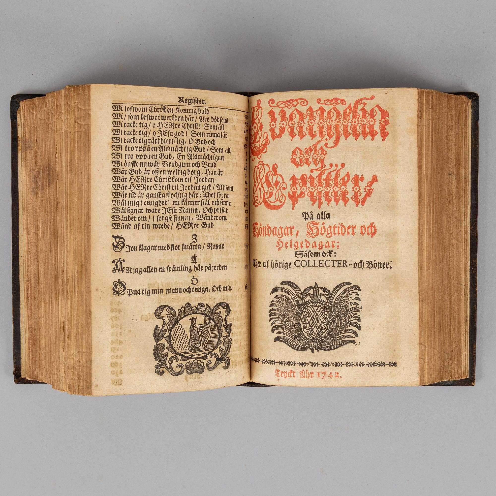 Swedish Hymnals 1742, 1804, 1824.