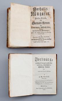 BOK: Lorentz Wolter Rothof, Jordmärg tjänlig til mager jords förbättring, 1773 samt Hushålls Magasin, 1762. Två volymer.