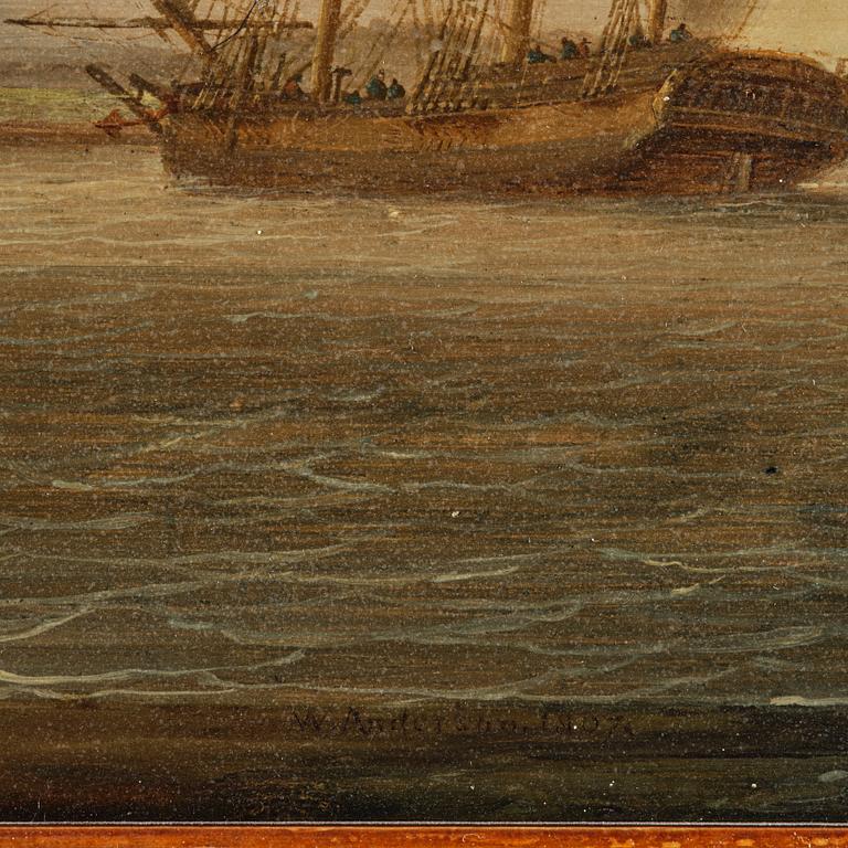 William Anderson, Full-rigger and yacht on the river.