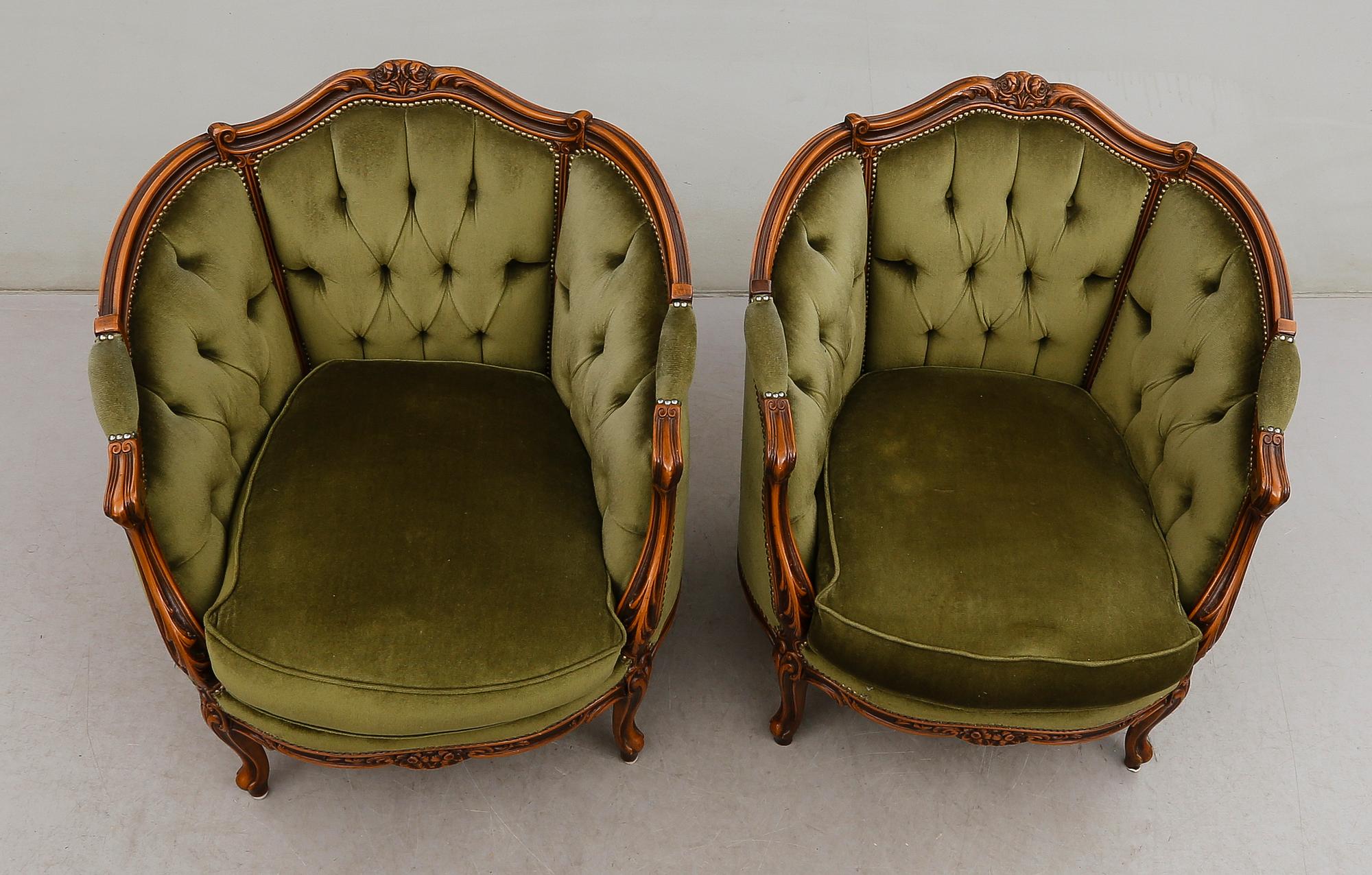 FÅTÖLJER, 1 par, 1900-talets andra hälft.