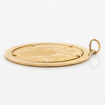 Gold coin. Austria-Hungary, 4 Ducat 1915, later striking, mounted as a pendant.