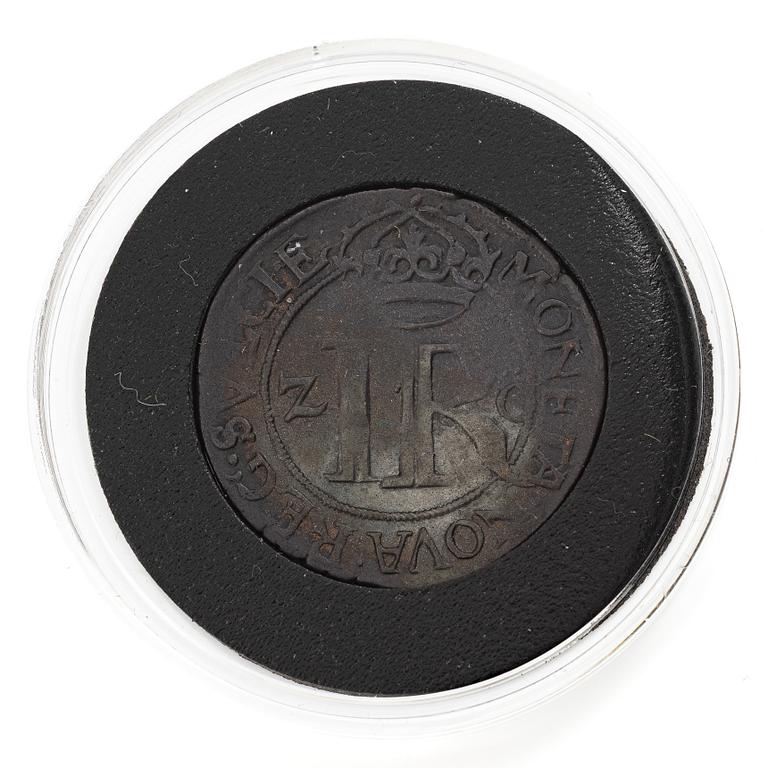 Silver coin, Sweden, Johan III, 2 öre, type V.