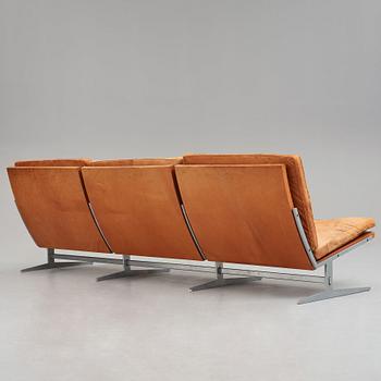 Preben Fabricius & Jørgen Kastholm, a "Bo 563" steel and brown leather sofa, Bo-Ex, Denmark 1960/70's.