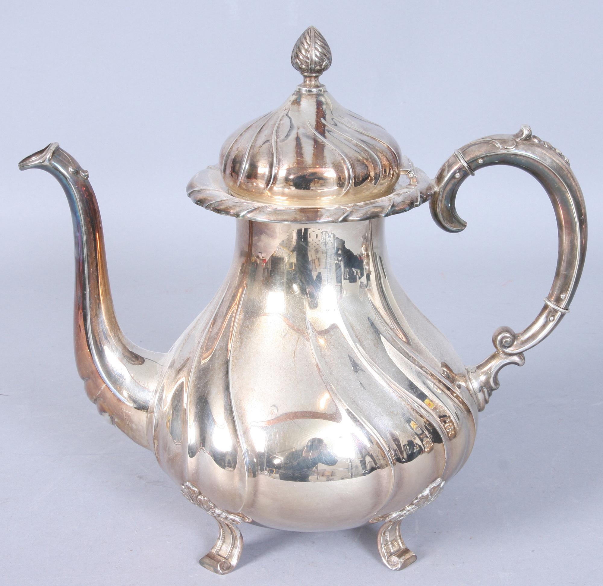 KAFFESERVIS, 3 delar. Silver. Tot vikt 1021g. Svensk import stämpl.