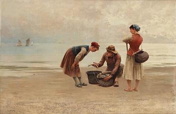 554. August Hagborg, Fisherfolk on the beach.