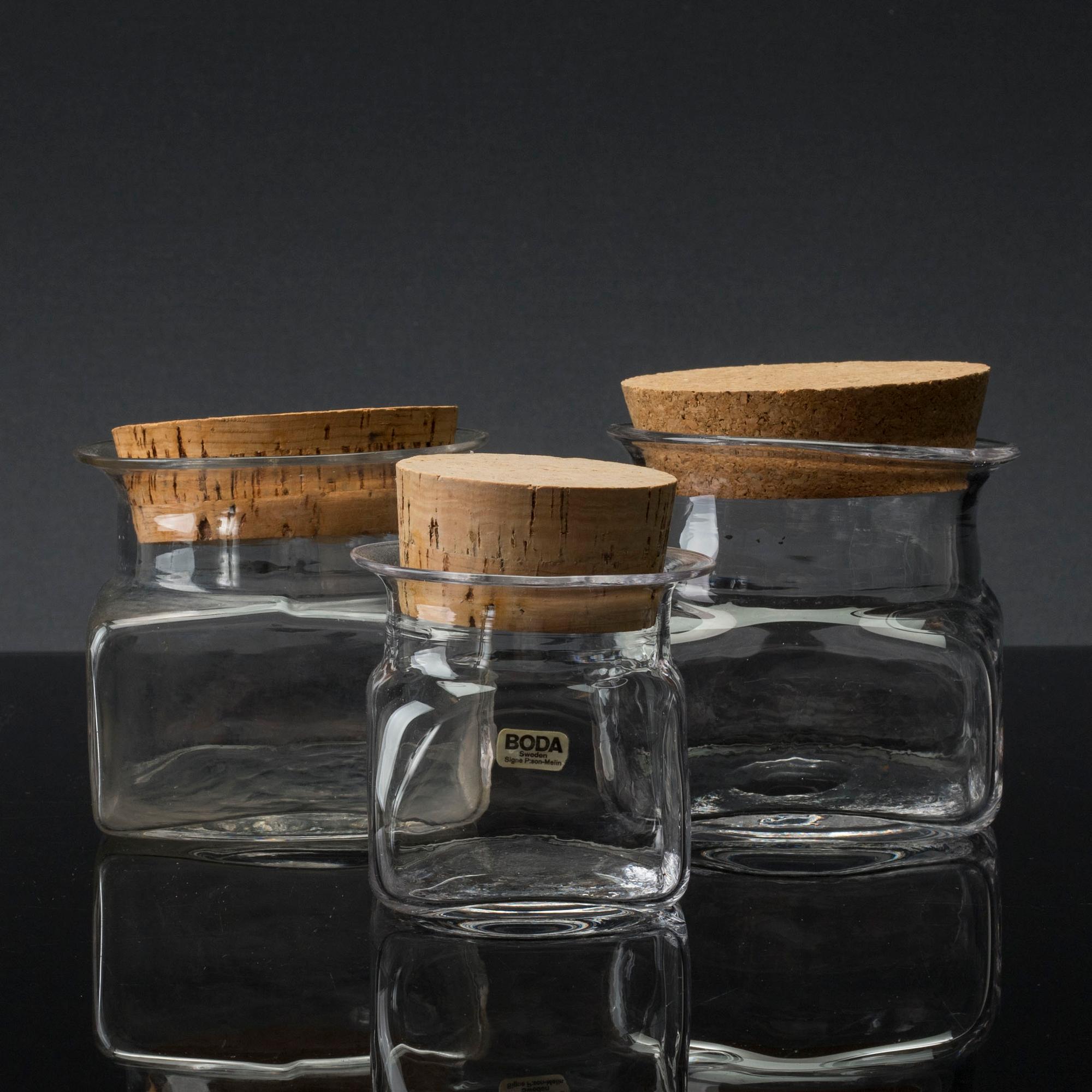 SIGNE PERSSON-MELIN, glas,  8+1 st, "Sill i kvadrat" för Boda Nova 1900-talets andra hälft.
