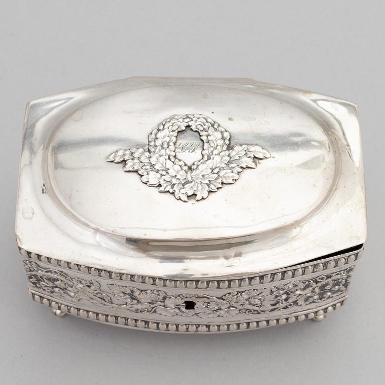 A 19th century silver sugar box, mark of Schulz.