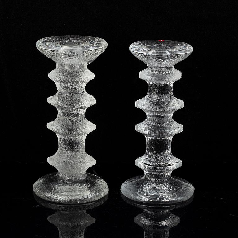 Timo Sarpaneva, a set of five glass candle sticks, 'Festivo', Iittala, Finland. Designed 1966.