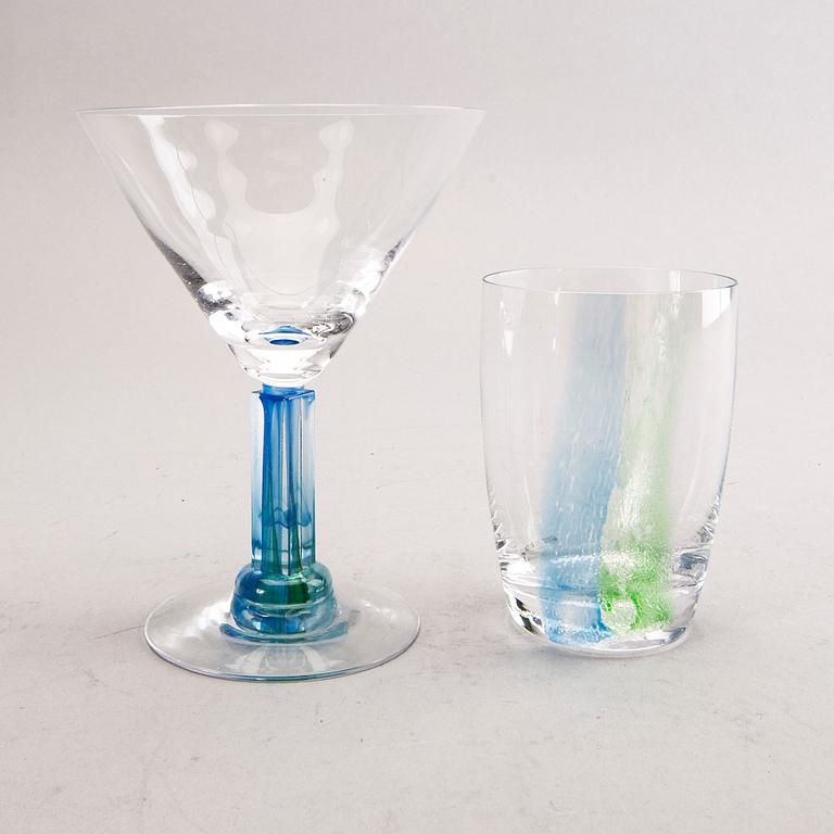 A Kjell Egman 29 pcs Nobis glass service Kosta Boda later part of the 20th century.