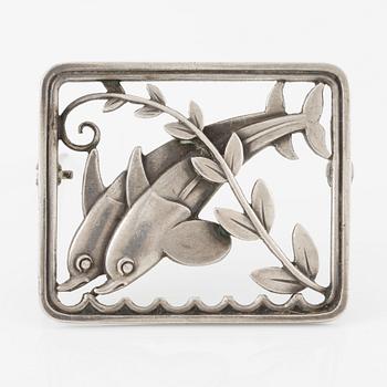 For Georg Jensen, brooch, sterling silver, Denmark.